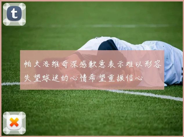 帕夫洛维奇深感歉意表示难以形容失望球迷的心情希望重振信心